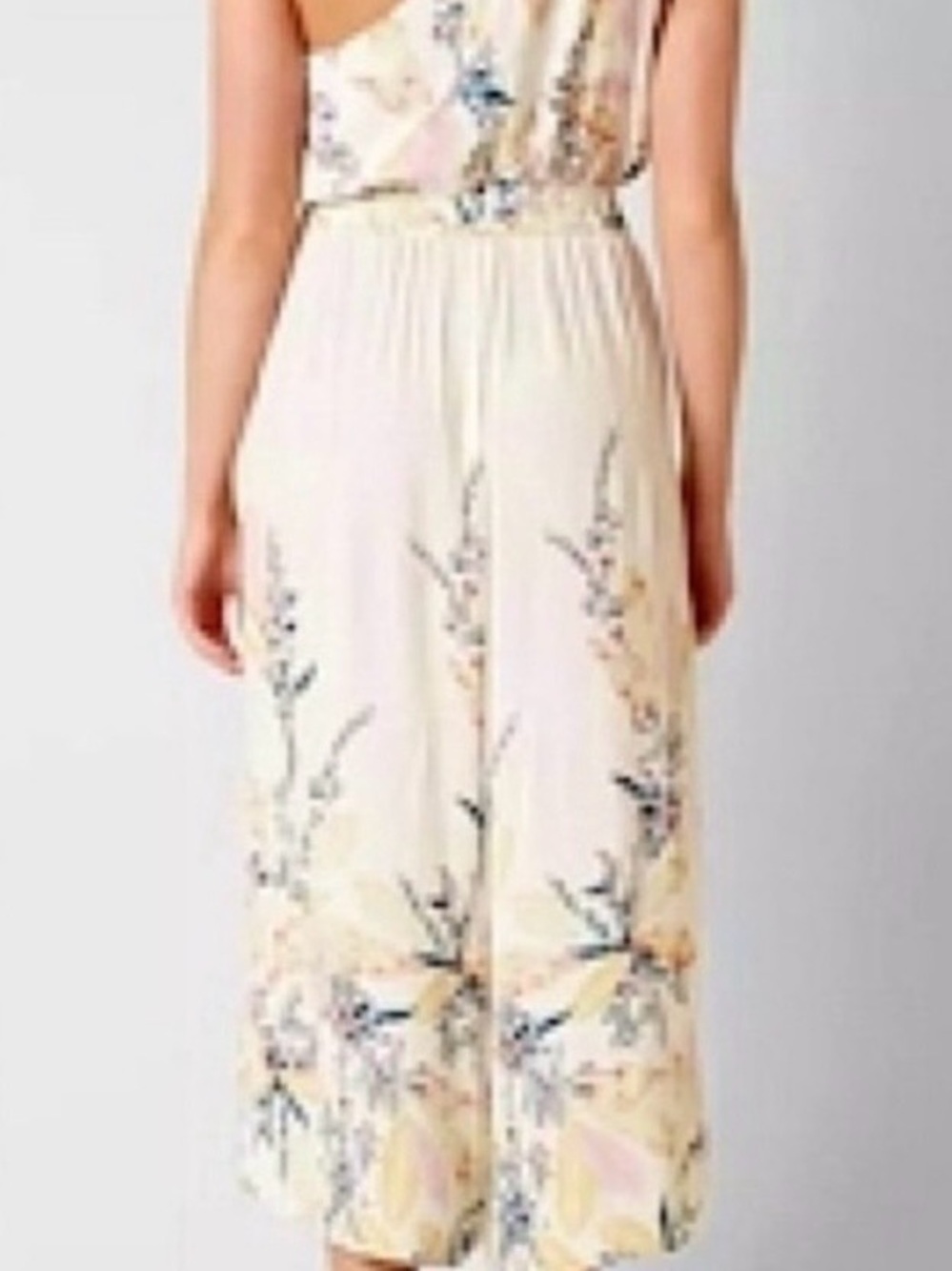NWT Free People Sz Large Island Cream One-Shoulder Jumpsuit w/ Floral Design - Picture 4 of 11